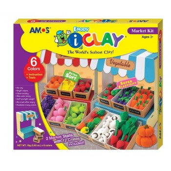 Set plastilina copii iClay AMOS 6 culorix18g accesorii