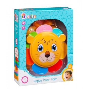 Jucarie copii educativa turn 6 piese colorate tigru BamBam Happy Tower Tiger