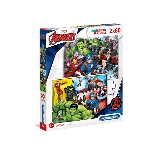 Puzzle carton 2x60 piese CLEMENTONI Avengers 21605/434850 +5