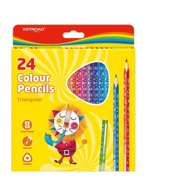 Creioane lungi 24 culori KEYROAD triunghiulare KR971277
