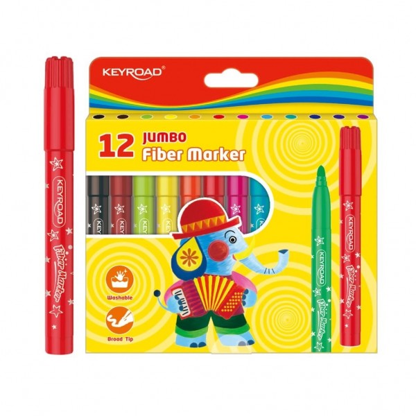 Carioca 12 culori/cutie KEYROAD Jumbo Washable KR971413