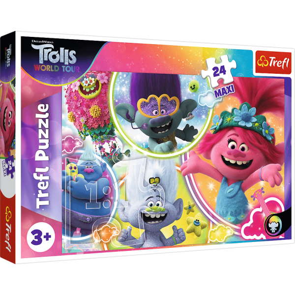 Puzzle carton 24 piese TREFL The musical world of Trolls copii +3