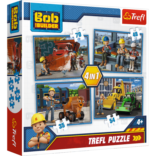 Puzzle 4in1: 70 48 35 54 piese TREFL Bob the builder - Busy day +4