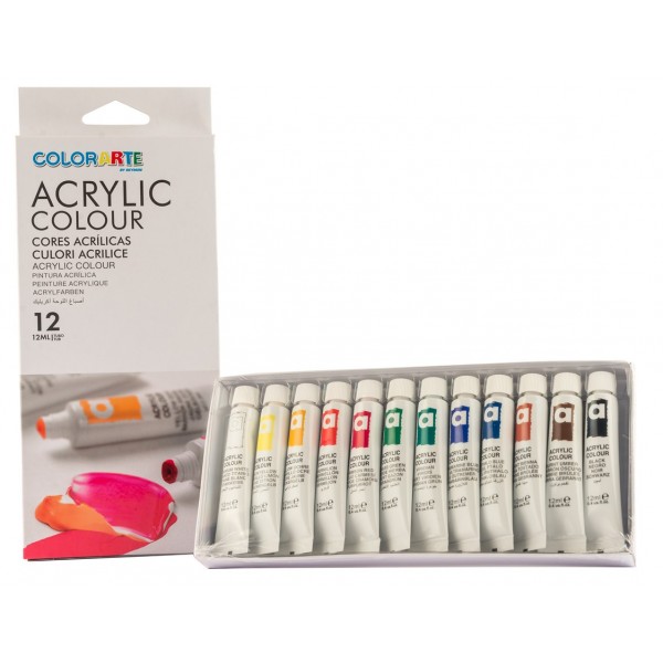 Culori acrilice Magi-Wap, 12 culori x 12ml, EA1212C