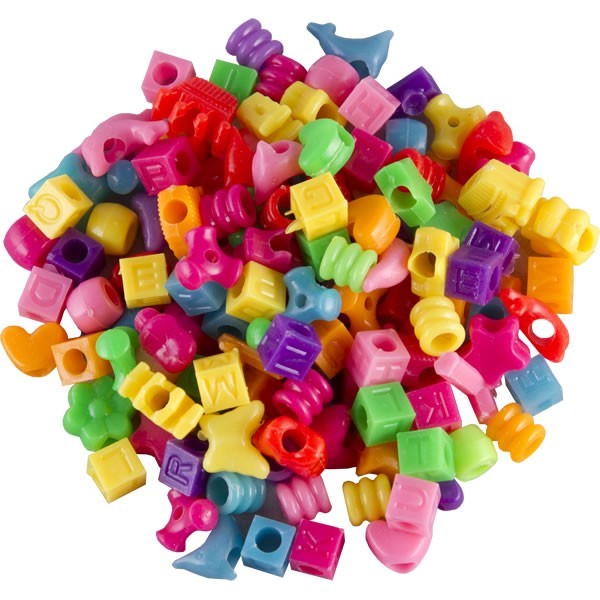 Accesorii creatie Colorarte plastic margele set de 50g/150-250 bucati diverse, didactic