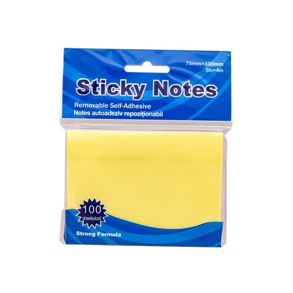 Notes adeziv Office Cover A04, 100 coli, 75x100mm, galben pastel, blister