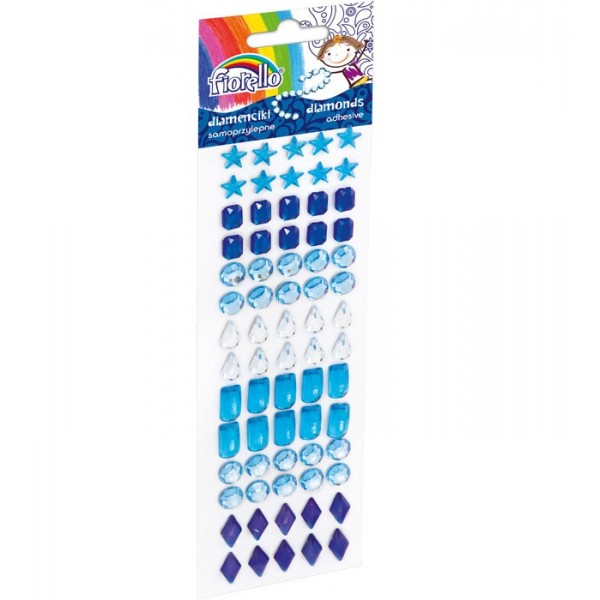 Accesorii creatie - pietre pretioase plastic, albastru, 10-18mm, autoadezive, blister 70 buc, Fiorello, GR-DS085 / 170-2467