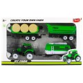 Tractor agricol cu 3 remorci si accesorii MegaCreative 462666, plastic, verde, 3+ ani