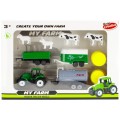 Tractor agricol cu 3 remorci si accesorii MegaCreative 462665, plastic, verde, 3+ ani