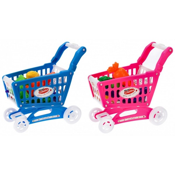 Set supermarket - carucior de cumparaturi - 8 accesorii incluse, albastru/roz, MegaCreative 459473, 3+ ani