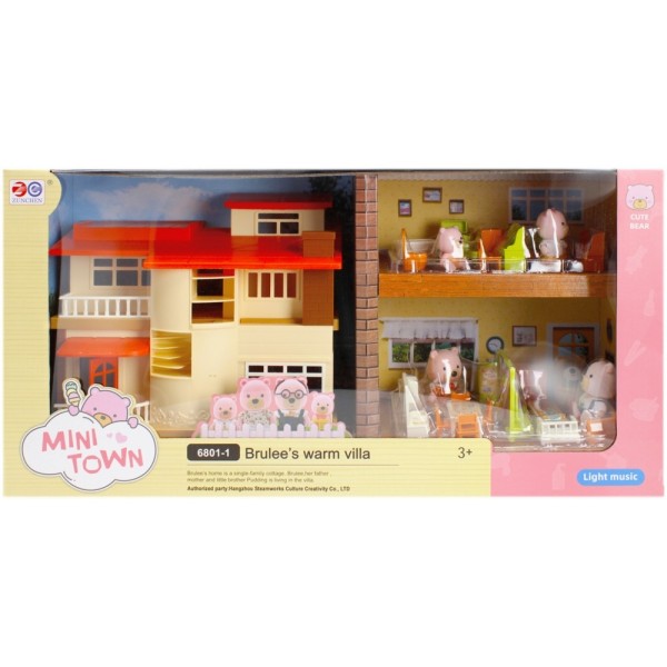 Casa de papusi - Mini Town - contine 4 figurine ursuleti + accesorii, MegaCreative 482308, 3+ ani