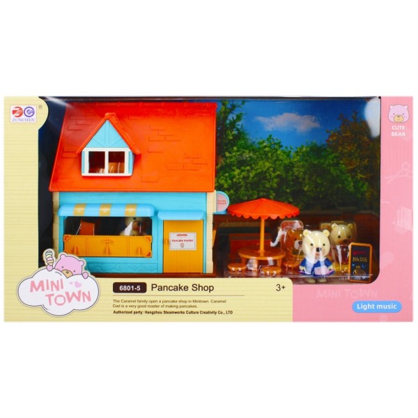 Casa de papusi - Mini Town - restaurant, contine 2 figurine ursuleti + accesorii, MegaCreative 482863, 3+ ani