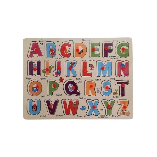 Puzzle lemn educativ - Invata literele cu animale, 26 piese, 3+ ani, Colorarte, L22-30, DX527