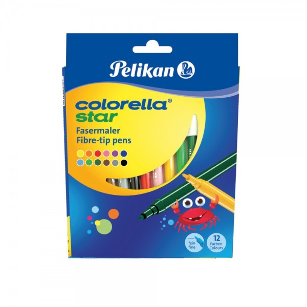 Carioci colorate Pelikan Colorella Star 807517 / 814508, 12 culori, blister carton
