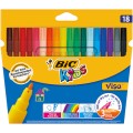 Carioci colorate Bic Kids Visa 811985, 18 culori, lavabile, blister carton