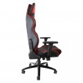 Scaun birou gaming Omega Varr Monza, reglaj lombar, inaltime, cotiere, imitatie piele, negru-rosu