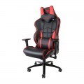 Scaun birou gaming Omega Varr Monza, reglaj lombar, inaltime, cotiere, imitatie piele, negru-rosu