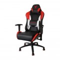 Scaun birou gaming Omega Varr Silverstone, reglaj lombar, inaltime, cotiere, imitatie piele, negru-rosu