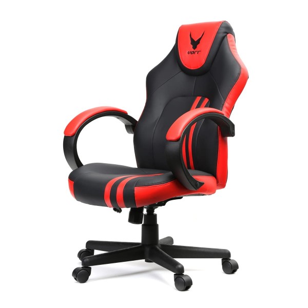 Scaun birou gaming Omega Varr Slide, reglaj inaltime, recliner, imitatie piele, negru-rosu