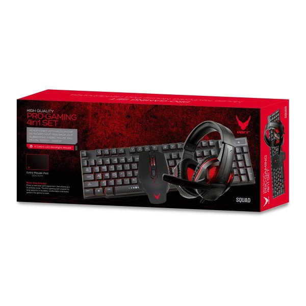 Set gaming - tastatura + mouse + casti + mousepad Omega Varr Gaming VG4IN1SET03, USB, iluminare, microfon, negru