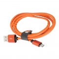 Cablu Platinet micro USB protectie din piele, 1m, 43295, portocaliu