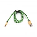 Cablu microUSB - USB A Platinet, 1m, imitatie piele, verde cu negru, 43323