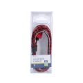 Cablu microUSB - USB A Platinet, 1m, imitatie piele, rosu cu negru, 43443