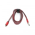 Cablu microUSB - USB A Platinet, 1m, imitatie piele, rosu cu negru, 43443