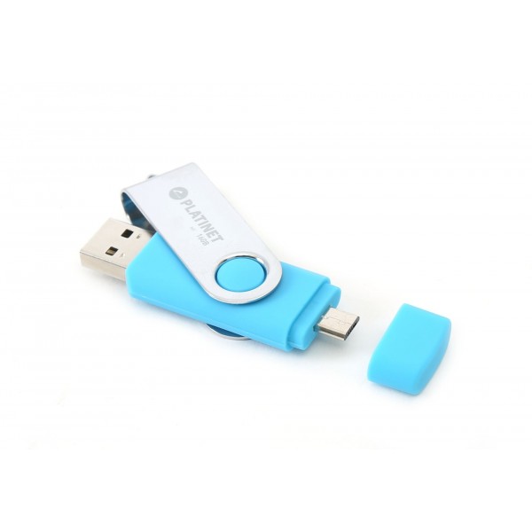 Stick memorie 16GB Platinet 43203, USB 2.0 + microUSB, bleu