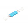 Stick memorie 32GB Platinet PMFA32BL 43195, USB 2.0 + microUSB, albastru