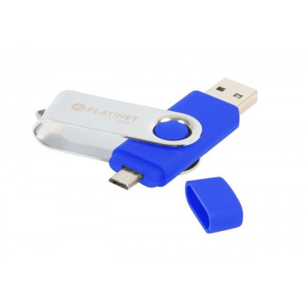 Stick memorie 32GB Platinet 43206, USB 2.0 + microUSB, bleu