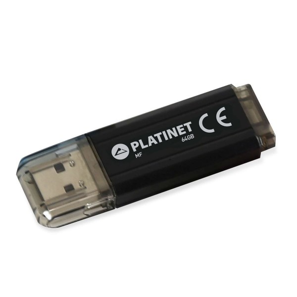 Stick memorie 64GB Platinet PMFV64B 44536, USB 2.0, carcasa aluminiu, negru