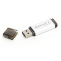 Stick memorie 64GB Platinet PMFV64S 45275, USB 2.0, carcasa aluminiu, argintiu