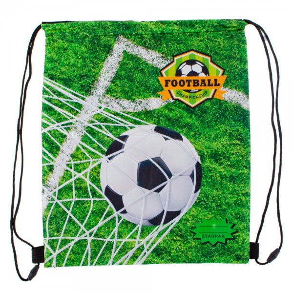 Rucsac cu snur pentru copii Starpak Football 1 446625, verde cu negru, 38.5x33cm