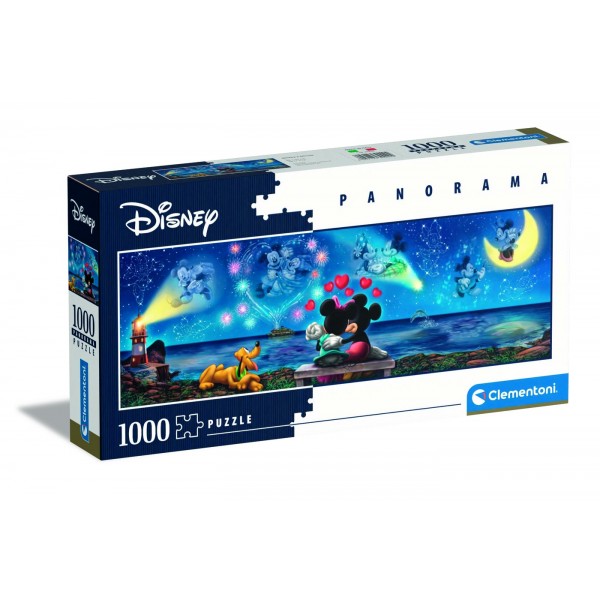 Puzzle carton 1000 piese Clementoni Disney Classic - Mickey si Minnie romantic Panorama, 39449, 14+ ani