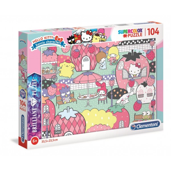 Puzzle carton 104 piese Clementoni Supercolor - Hello Kitty - personaje, 20172, 6+ ani