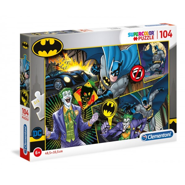 Puzzle carton 104 piese Clementoni Supercolor - Batman - si Joker, 25708, 6+ ani