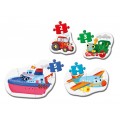Puzzle carton 2-5 piese Clementoni Supercolor My first - vehicule, set 4x, 20811, 2+ ani