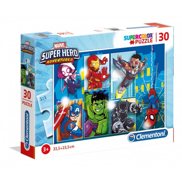 Puzzle carton 30 piese Clementoni Supercolor - Super Hero Adventures, 20256, 3+ ani