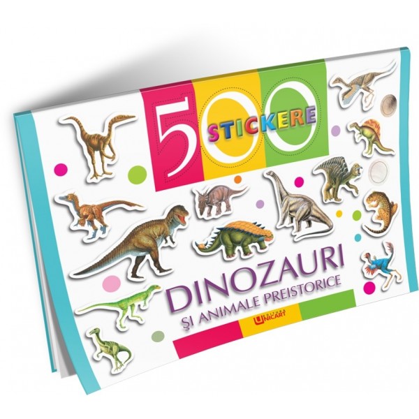 Carte A4 Unicart, 500 Stickere, Dinozauri si animale preistorice