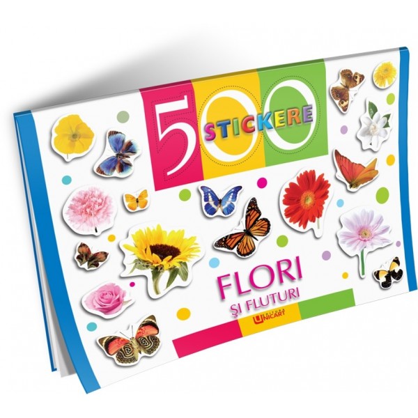 Carte A4 Unicart, 500 Stickere, Flori si Fluturi