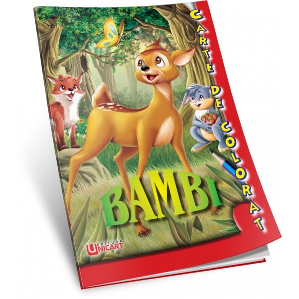 Carte de colorat A5 Unicart cu poveste, Bambi