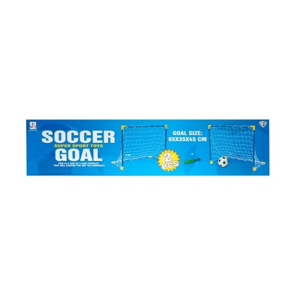 Set Fotbal, include 2x porti de 65cm, plasa, pompa, minge, albastru, 3+ ani, MegaCreative, 406216