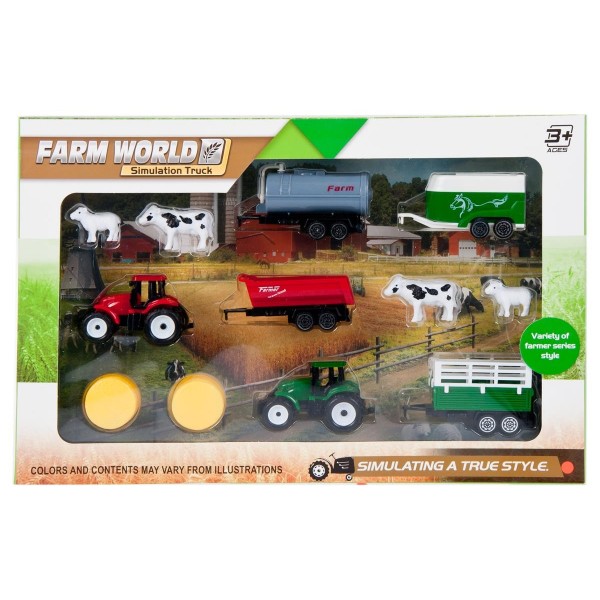 Tractor agricol MegaCreative Farm World 454491, 2buc + accesorii, plastic, multicolor, 3+ ani