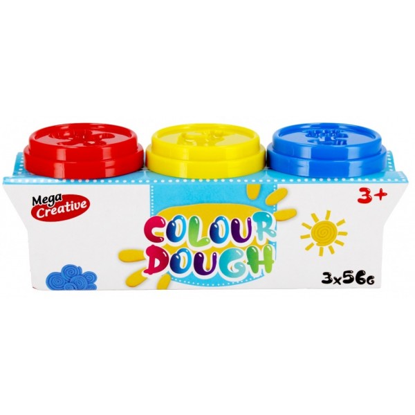 Plastilina Mega Creative Colour Dough, 471253, 3 culori (albs/ro/gb)x56g/cut.