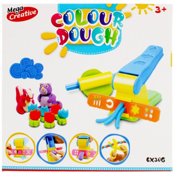 Plastilina Mega Creative Colour Dough 471262, 6x30g, cu accesorii, +3 ani, set 6 culori