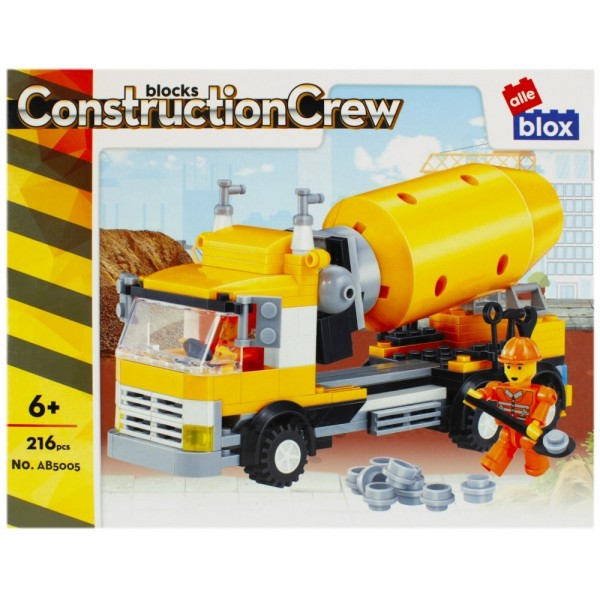 Set de constructie Alleblox Construction Crew - betoniera - AB5005 / 478242, 216 piese, 6+
