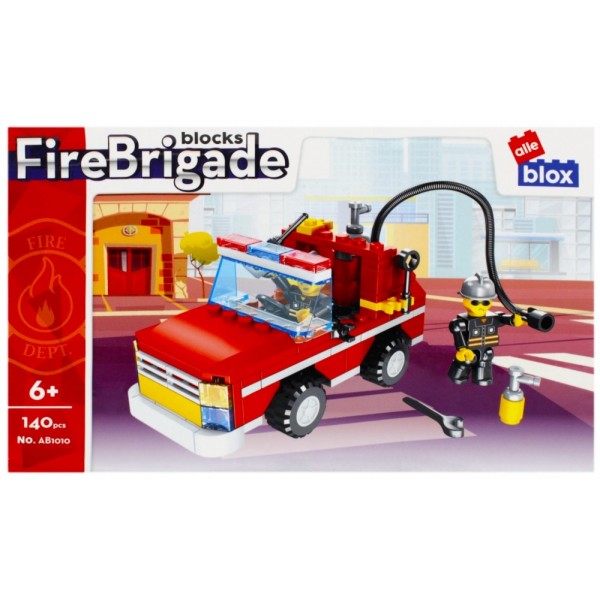 Set de constructie Alleblox Fire Brigade - masina de pompieri pentru interventie rapida - AB1010 / 578232, 140 piese, 6+