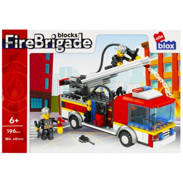 Set de constructie Alleblox Fire Brigade - camion cu scara - AB1012 / 478249, 196 piese, 6+