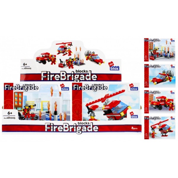 Set de constructie Alleblox Fire Brigade - vehicule cu pompier, diverse modele - 478223, 98-104 piese, 6+